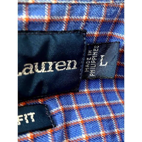 VTG Ralph Lauren Shirt Mens L Classic Fit Button down Long Sleeve Blue Plaid - Picture 10 of 11